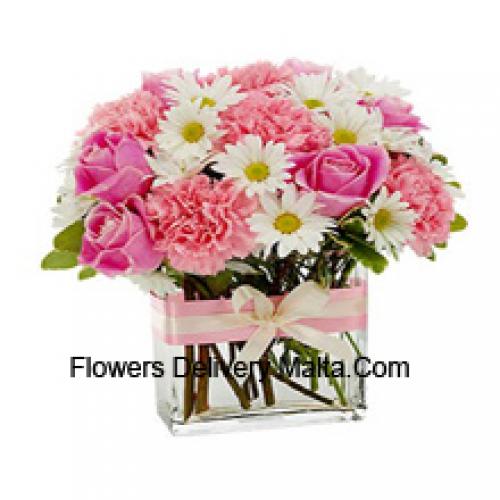 Beautiful Pink Roses and Carnations