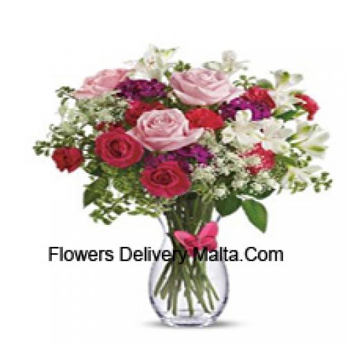 25 Roses and Carnations with Assorted Flowers