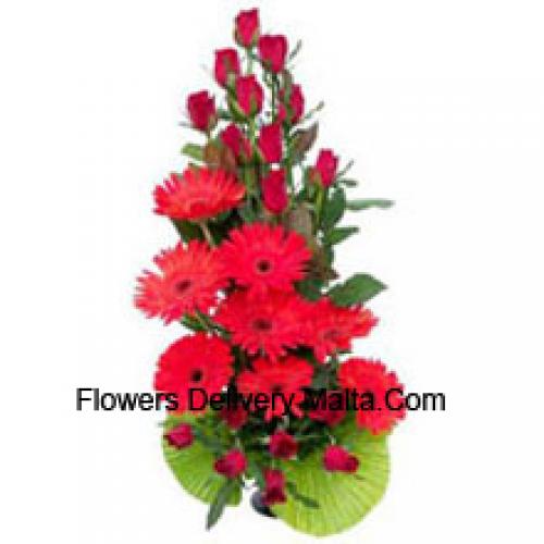 Radiant Red Roses and Gerberas