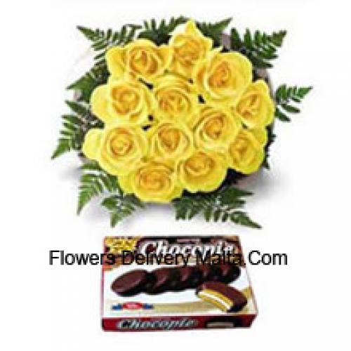 11 Beautiful Yellow Roses with Chocolate Box