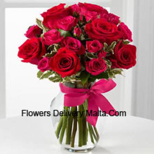 19 Cute Red Roses with Pink Bow