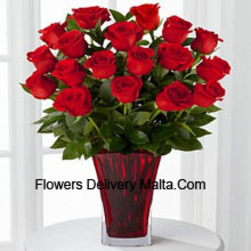 19 Red Roses with Pink Bow